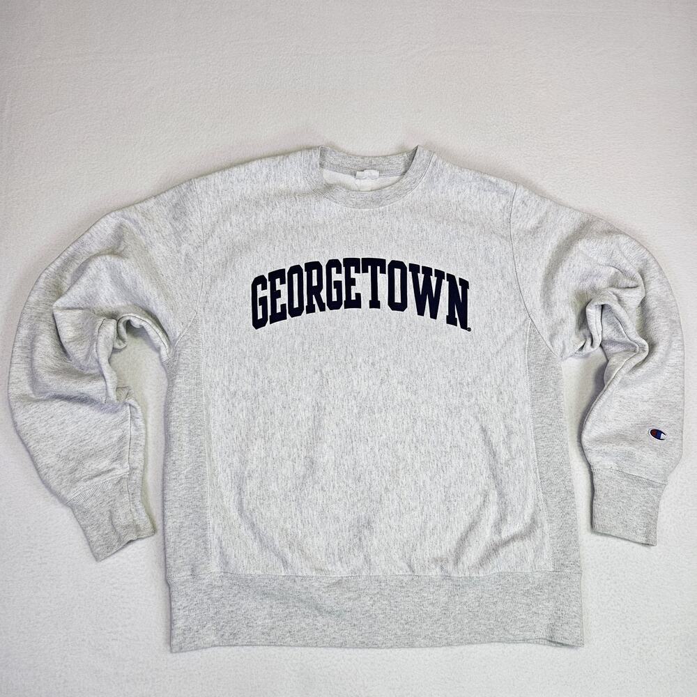 VTG Champion Reverse Weave Crewneck M Georgetown Fleece Sweatshirt Gray Hoyas - Picture 3 of 14